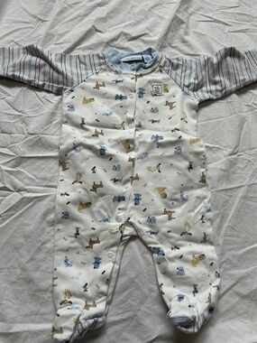 Infant 3-6 Month Baby Greendog One-Piece with Blue & Tan Dog Print